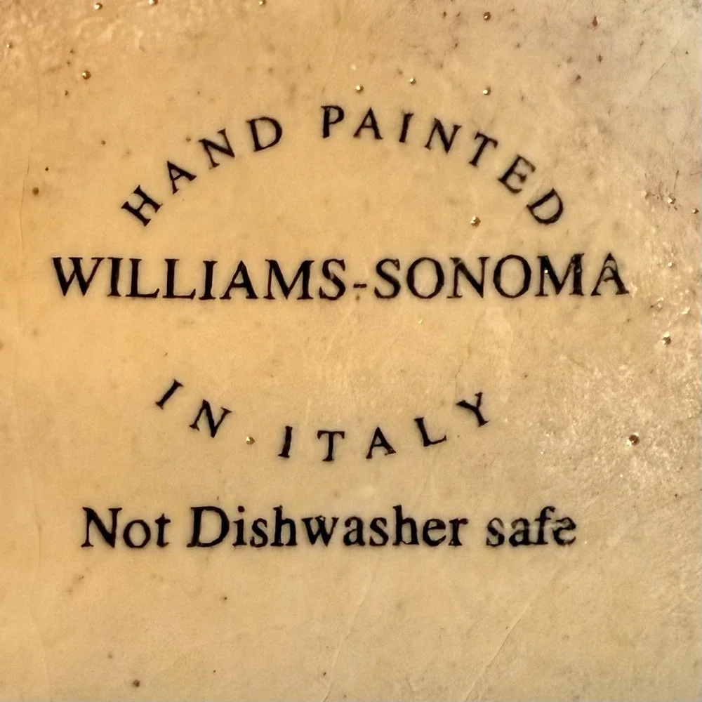 2pc VTG 90s Williams-Sonoma Tuscan Pear Kitchen Canister Set Hand Painted Italy